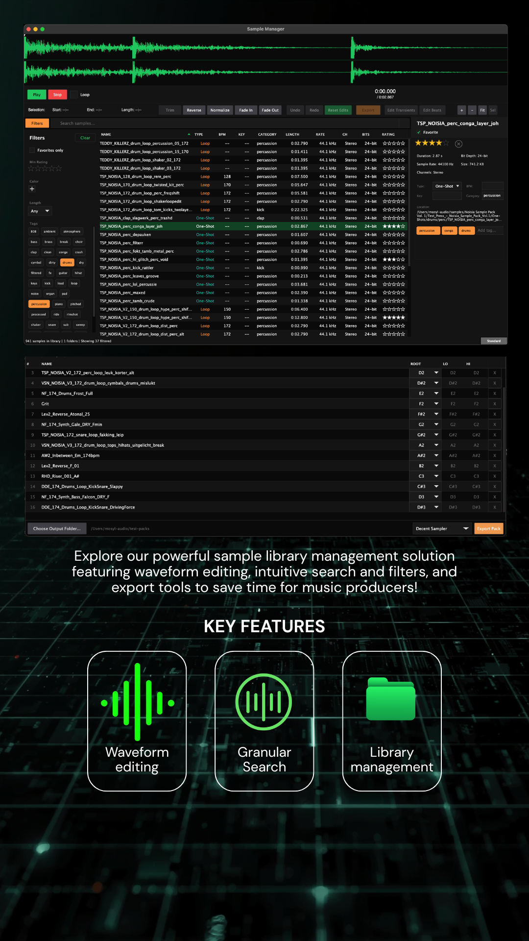 Sample Manager — feature collage
