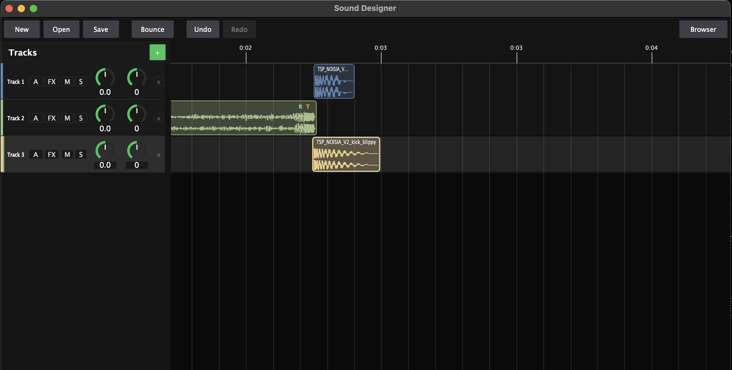 Stack samples into patches on a multi-track workstation